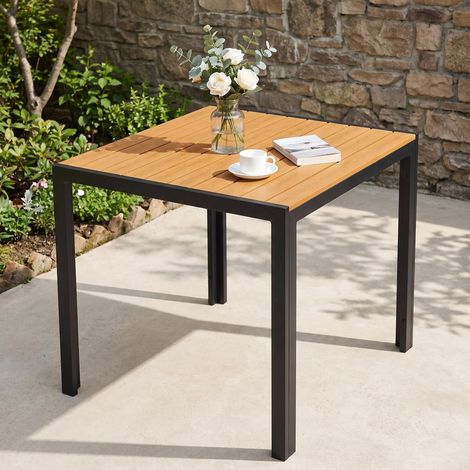 Table de Jardin résistante aux intempéries, 75 x 75 cm, Table de Salle à Manger d'extérieur, Table de Balcon, Table de Balcon WPC, Cadre en Aluminium, Meubles de Jardin résistants aux (1/5)