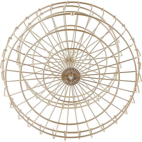 Corbeille à fruits ronde en fer doré de style nordique à 2 niveaux, plateau de rangement pour collations et en-cas, idéal pour les fêtes, le bureau ou la cuisine. (1/5)