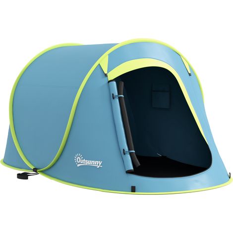 Tienda de campaña impermeable para 2-3 personas (columna de agua de 2000 mm) con bolsa de transporte para senderismo, 245x148x105 cm, azul