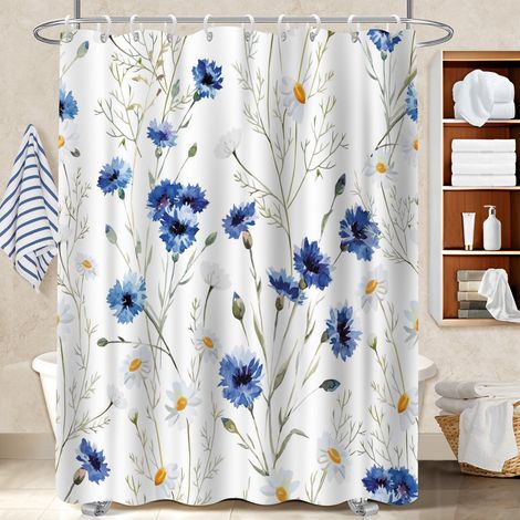 Rideau de bain imprimé polyester 180x180 montage sans perçage rideau imperméable pour hôtel / airbnb (1/5)