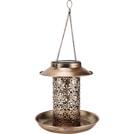 Mangeoire solaire pour oiseaux, lampe de jardin solaire portable à suspendre, lampe de cour ajourée (1/5)