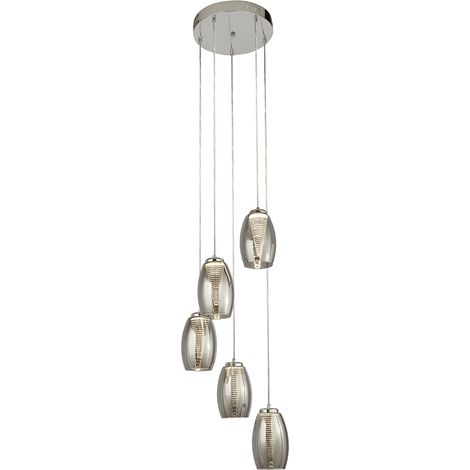 Searchlight Cyclone Sospensione a Goccia 5 Luci, Vetro Fumé 3000K (1/5)