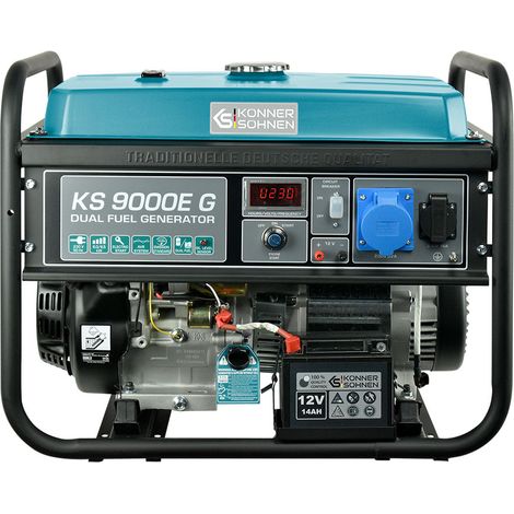 Könner & Söhnen – Groupe électrogène à essence-gaz 6,5kW – Moteur 4 temps – Démarrage électrique – Autonomie 15h – Niveau sonore 71dB