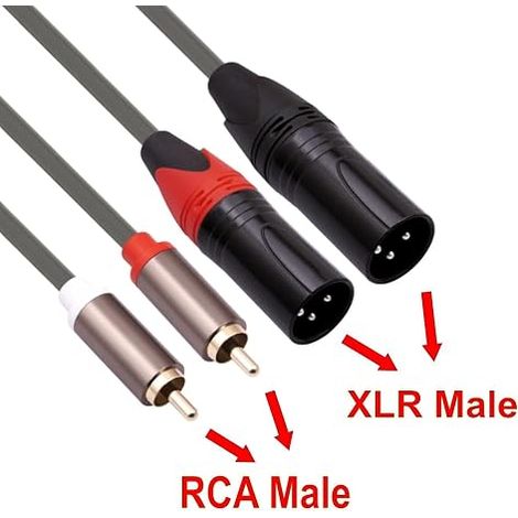Adaptateur câble d'interconnexion asymétrique double RCA vers double XLR, câble audio HiFi 2X mâle 2X pour haut-parleurs, amplificateurs, systèmes audio stéréo (1/4)