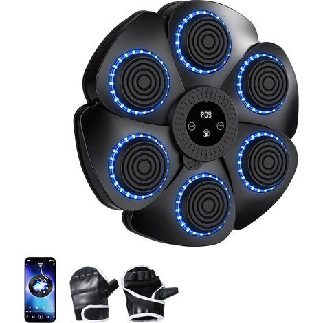 Machine De Boxe Musicale pour Adultes Et Enfants, Machine De Boxe LED Intelligente, Bluetooth, avec Gants De Boxe, But De Boxe Mural, 9 RéGlages De Vitesse Et Mode De Comptage (1/5)