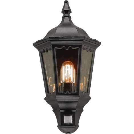 Elstead Medstead - Mezza lanterna da esterno a 1 luce nera con sensore di movimento PIR IP43, E27 (1/4)