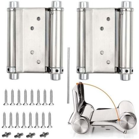 2Pcs Charnières de Porte de Saloon Gond Porte Battante Charnière à Ressort apacité de Charge Jusqu'à 15 Kg 76mm 3inch (1/4)