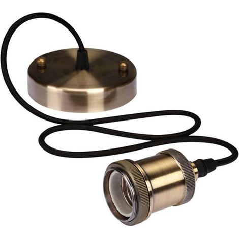 Universal Schnurpendel für Hängelampe E27 Bronze / Kabel Textil Schwarz, Ø 8,5cm (1/5)