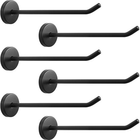 Lot de 6 crochets muraux noirs – Crochets porte-manteaux, porte-serviettes, porte-chapeaux et porte-peignoirs – En acier inoxydable 304 ultra-résistant – Crochets pour garage