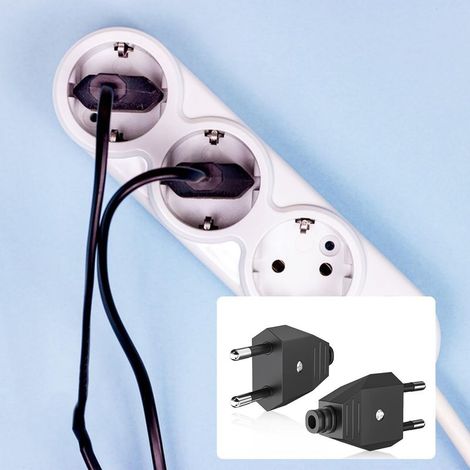 Flat Electrical Socket European Plugs European Flat Power Plug Flat 250V 2.5A with Screwdriver Applications Appliance Sockets 2pcs (Black) (1/5)