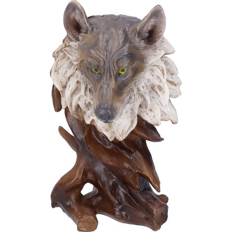 Sculpture Animale en Résine Artisanale, Loup Décoratif pour Maison ou Bureau 26,7x15x10cm (1/5)