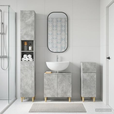 vidaXL 3 Piece Bathroom Cabinet Set ARNHEM Concrete Grey (1/5)