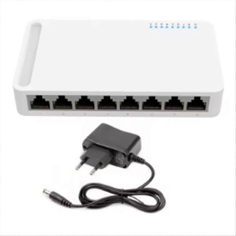 Commutateur Gigabit 8 ports 10/100/1000M, hub réseau domestique avec câble d'alimentation, répartiteur Ethernet pour bureau, prise européenne (1/5)