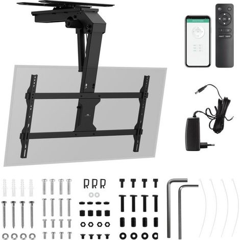 Soporte eléctrico para TV Maclean, techo, soporte Tuya, máx. VESA 800x400, ajustable +90°-90°, para TV 43-86", max. 45kg, MC-10 (1/5)