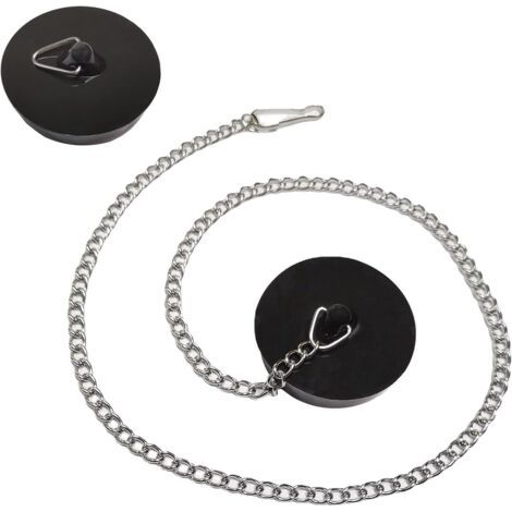 Bouchon Baignoire Universel[2 Pièces], Bouchon d'Evier avec 50cm Chaîne à Billes, Ø 45.6 à 42mm, Bouchon d'Evier Cuisine, pour Évier, Salle de Bain et Cuisine (1/4)