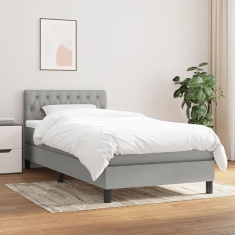 Boxspringbett mit Matratze Hellgrau 100x200 cm Stoff (1/5)
