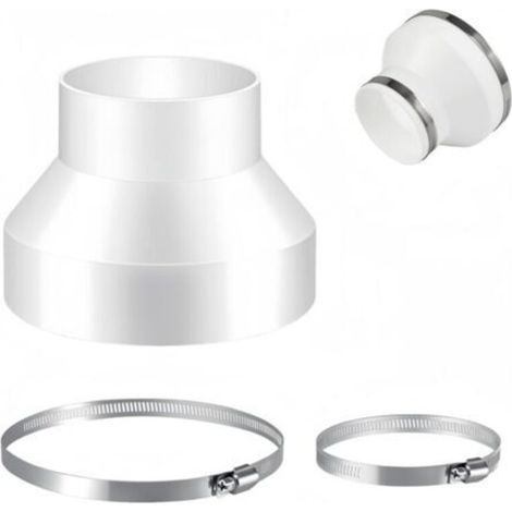 Adaptateur de Tube Rond, Réducteur pour Ventilation 150 mm à 100 mm avec 2 colliers de serrage en acier inoxydable réducteur en ABS pour conduits de ventilation (1/4)