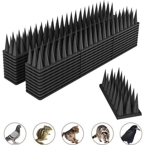 Pic Anti Pigeon, 5.7M Anti Pigeon pour Balcon Plastique, Repulsif Chat Kit, Repulsif Oiseaux pour Effrayer Corbeaux, Moineaux, Chats - 20 Pièces Noir (1/4)