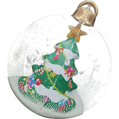 Boules de Noël gonflables de 23,6 pouces avec LED géante éclairant la boule décorée en PVC pliable avec télécommande transparente, décoration extérieure pour arbre de Noël de vacances (1/5)