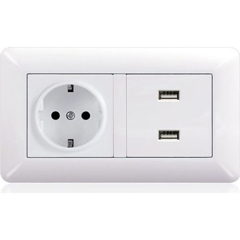 SABIR Prise USB Secteur Multiple, Chargeur USB Multiprises avec 1 Sortie AC, 3 Ports USB, Prise Murale Electrique Compatible avec iPhone/iPad, Idéal pour Chambre Bureau Domicile(blanc, arc) (1/2)