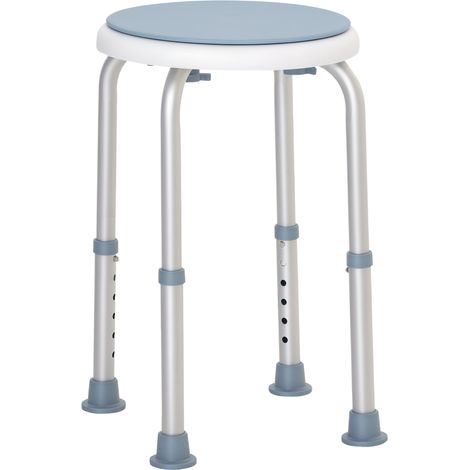 Tabouret de douche pivotant 360° antidérapant hauteur réglable aluminium, siège bain ergonomique pour salle de bain personnes âgées (1/5)