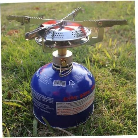 Réchaud à gaz portable avec allumage électronique – Acier inoxydable et tuyaux en cuivre – Pour camping et pêche – 1 brûleur (1/5)
