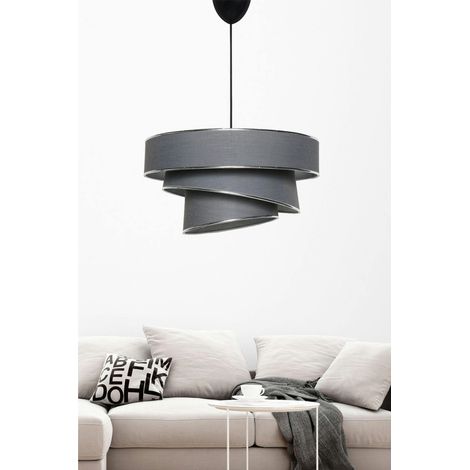 Suspension salon grise - abat-jour triple, moderne ZURICH (1/4)