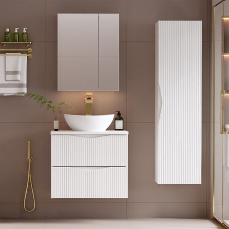 Conjunto mueble lavabo individual 60cm y columna Tao Blanco