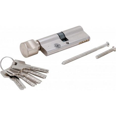 Bgs Technic – Cylindre de serrure de sécurité avec bouton 80 mm – 5 clés – Protection renforcée – Pour portes intérieures et extérieures