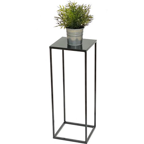 DanDiBo Tabouret à fleurs Métal Noir Angulaire 62,5 cm Porte-fleurs Table d'appoint 434 Colonne à fleurs Moderne Porte-plantes Tabouret à plantes (1/5)