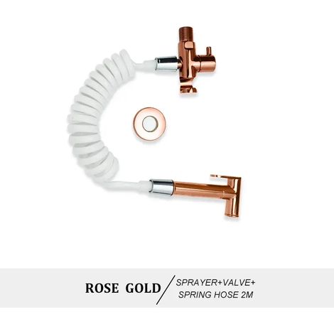 (Or rose type B) Ensemble de douchette WC bidet portable en laiton doré rose, fixation murale, pommeau de douche de salle de bain autonettoyant (1/4)