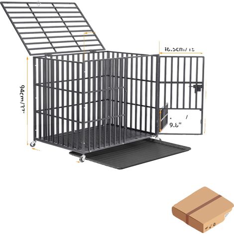 Gabbia per cani, robusta, in metallo, con tre sportelli di accesso, taglia XL 107x77,5x88,5 cm (1/2)