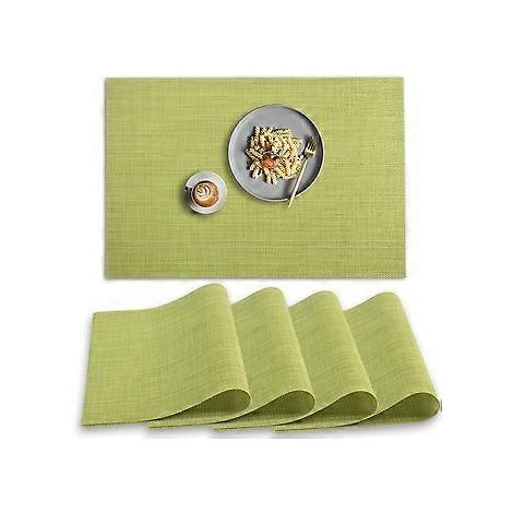 Sets de table en PVC antidérapants, résistants à la chaleur et lavables, en vinyle vert, lot de 4