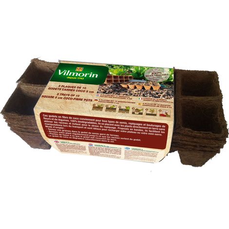 Vilmorin - 5 Plaques De 10 Godets Coco Carres 5cm (3990628)