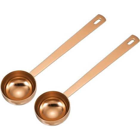 2 cucharas medidoras de 25 ml con mango largo para café, té, azúcar, utensilios de cocina, repostería, oro rosa (1/5)