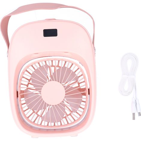 Ventilateur électrique portable avec brumisateur réglable pour intérieur, extérieur et dortoir - Rose (1/5)