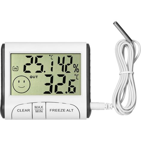 Station Météo Multifonctionnelle Filaire Thermomètre Intérieur Extérieur qui Mesure de la Température Interne Externe et Niveau d'Humidité Module Interne avec Batterie Incluse