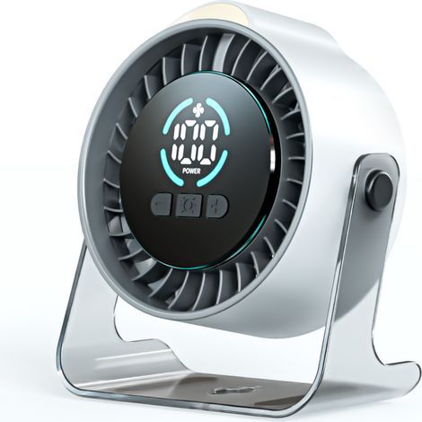 Transparente weiße Ausführung, kleiner, integrierter, wiederaufladbarer Ventilator, USB-Ladefunktion, tragbar, leise (1/5)