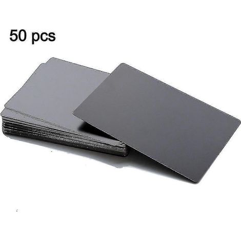 50 cartes de visite en métal (alliage d'aluminium) vierges pour gravure laser, personnalisables, 10 couleurs au choix.-86mm x 54mm x 0.2mm-Matte black (1/3)