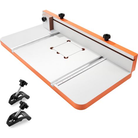 Mophorn Tisch für Säulenbohrmaschine, Bohrtisch 605x300 mm, ausgestattet mit verstellbarem Anschlag und Anschlagblock, T-Nuten, MDF-Tischplatte, Skala sowie Unterstützung für verschiedene Klemmen (1/5)