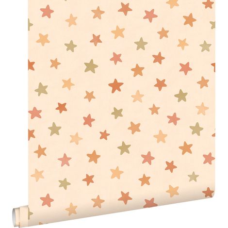 papier peint petites étoiles beige, orange et jaune  - ESTAhome (1/5)