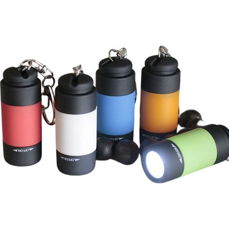 Tragbare LED-Taschenlampe, USB-wiederaufladbar, wasserdicht, für den Außenbereich, Schlüsselanhänger, mehrfarbig, Mini-Taschenlampe für Kinder, 1 Stück (Weiß)