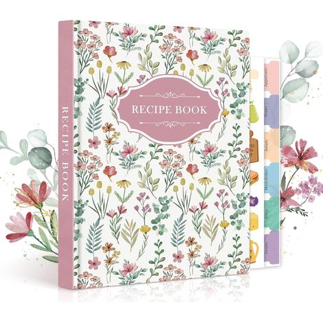 Journal de Recettes à Remplir, Carnet Recette pour Enregistrer vos Propres Recettes, Livre Cahier de Recettes Cuisine et Blanc, Livre Recette Vierge, Recipe Book Cookbook, Rose, Anglaise (1/5)
