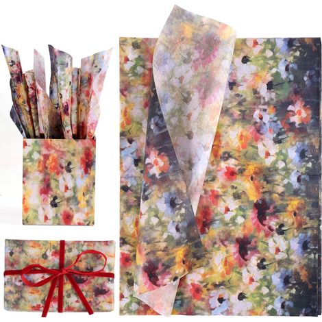 30 Blatt Seidenpapier, 50 x 35 cm, zum Verpacken von Geschenken, mit Blumenmuster, für Bastelarbeiten und Dekorationen (1/5)