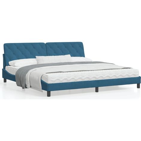 Cadre de lit avec lumières LED bleu 200x200 velours (1/5)