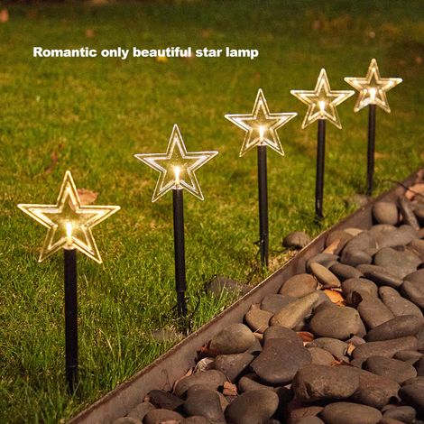 Guirlandes lumineuses solaires en forme d'étoiles de Noël pour l'extérieur : économes en énergie, étanches, à planter sur un piquet. Décorations pour la maison, les allées, le jardin, la cour, la pelo (1/5)