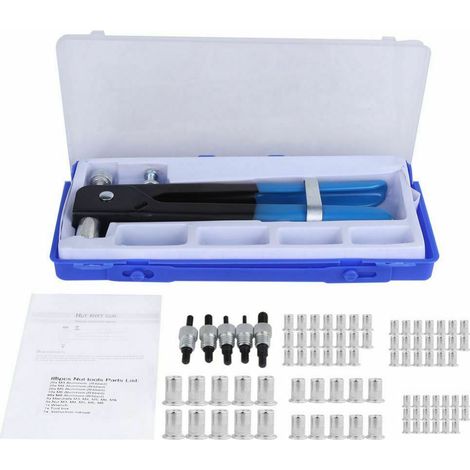 86-teiliges Handnietmutternpistolen-Set, manuelle Nietzange, Nietmuttern-Gewindeeinsätze M3, M4, M5, M6, M8 für Autos, Anhänger, Schalttafeln und andere Anwendungen