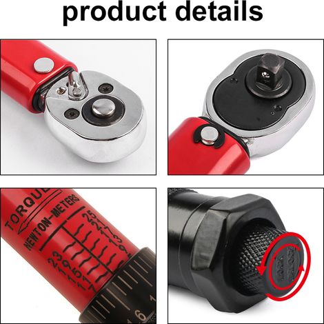 Verstellbarer 1/4-Zoll-Drehmomentschlüssel, 5–25 Nm, Handwerkzeug, Reparaturzubehör für Fahrräder, Motorräder und Autos (1/5)
