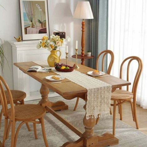 Chemin de table macramé 30x300cm – Coton beige haut de gamme – Déco bohème mariage & intérieur (1/3)