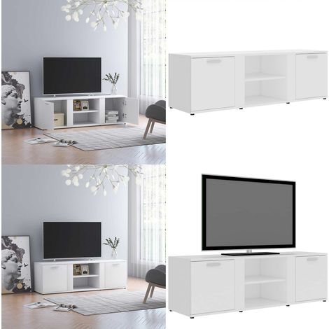 TV-Schrank Weiß 120x34x37 cm Holzwerkstoff - TV Schrank - Holzwerkstoff Möbel - Weißer TV Stand - Wohnzimmerschrank - Fernseher Regal - Home & Living (1/5)